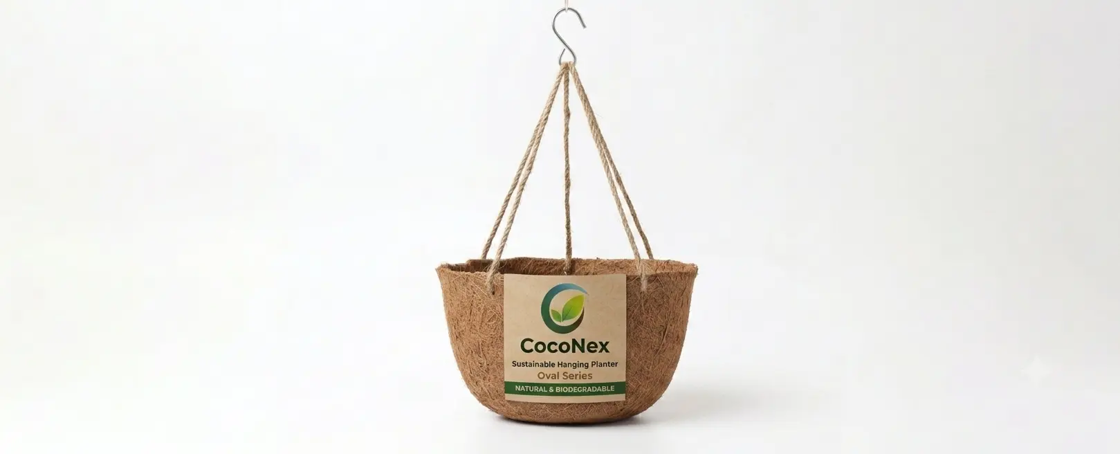 Coir hanging pots for balcony gardening - natural coconut fiber hanging planters for flowers and herbs